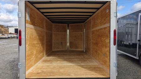 New 2026 Homesteader 7x16 Intrepid V-Nose Contractor Cargo Trailer w/ Rear Barn Doors & Ladder Racks