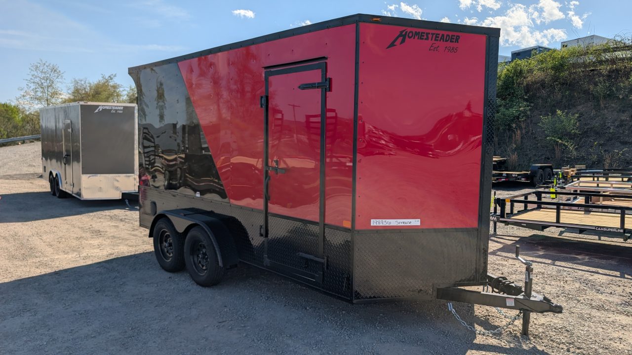New 2026 Homesteader 7x14 Intrepid "OHV" V-Nose Cargo Trailer w/ Ramp Door (84" INSIDE)