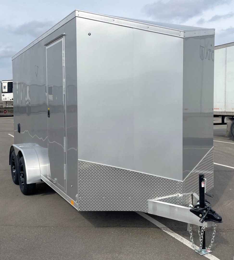 New ATC STo 400 Aluminum 7' x 14' Tandem Axle Silver Enclosed Cargo Trailer: 7700 GVWR, Aluminum Wheels