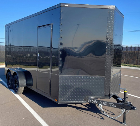 New 7x16 Blackout Tandem Axle Enclosed Cargo Trailer,, 7' Interior Height, .080 Polycore
