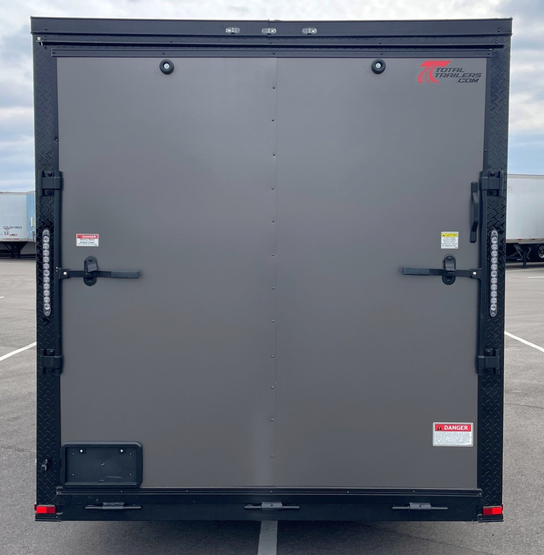 New 7x16 Charcoal Blackout Tandem Axle Enclosed Cargo Trailer,, 7' Interior Height, .080 Polycore