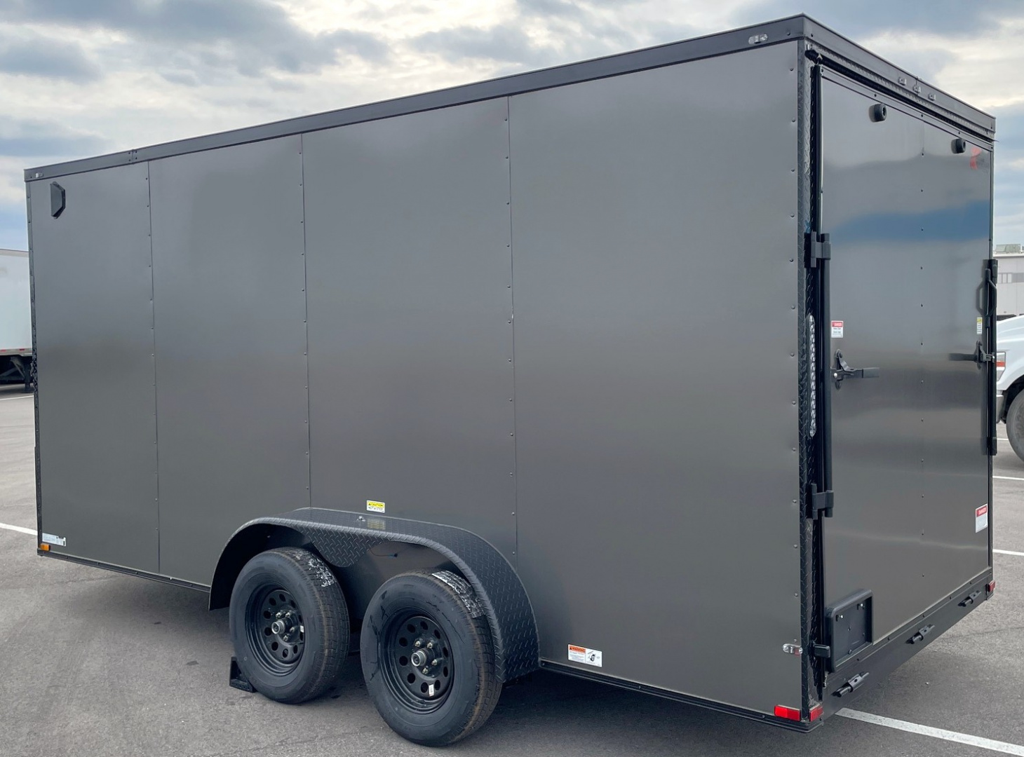New 7x16 Charcoal Blackout Tandem Axle Enclosed Cargo Trailer,, 7' Interior Height, .080 Polycore