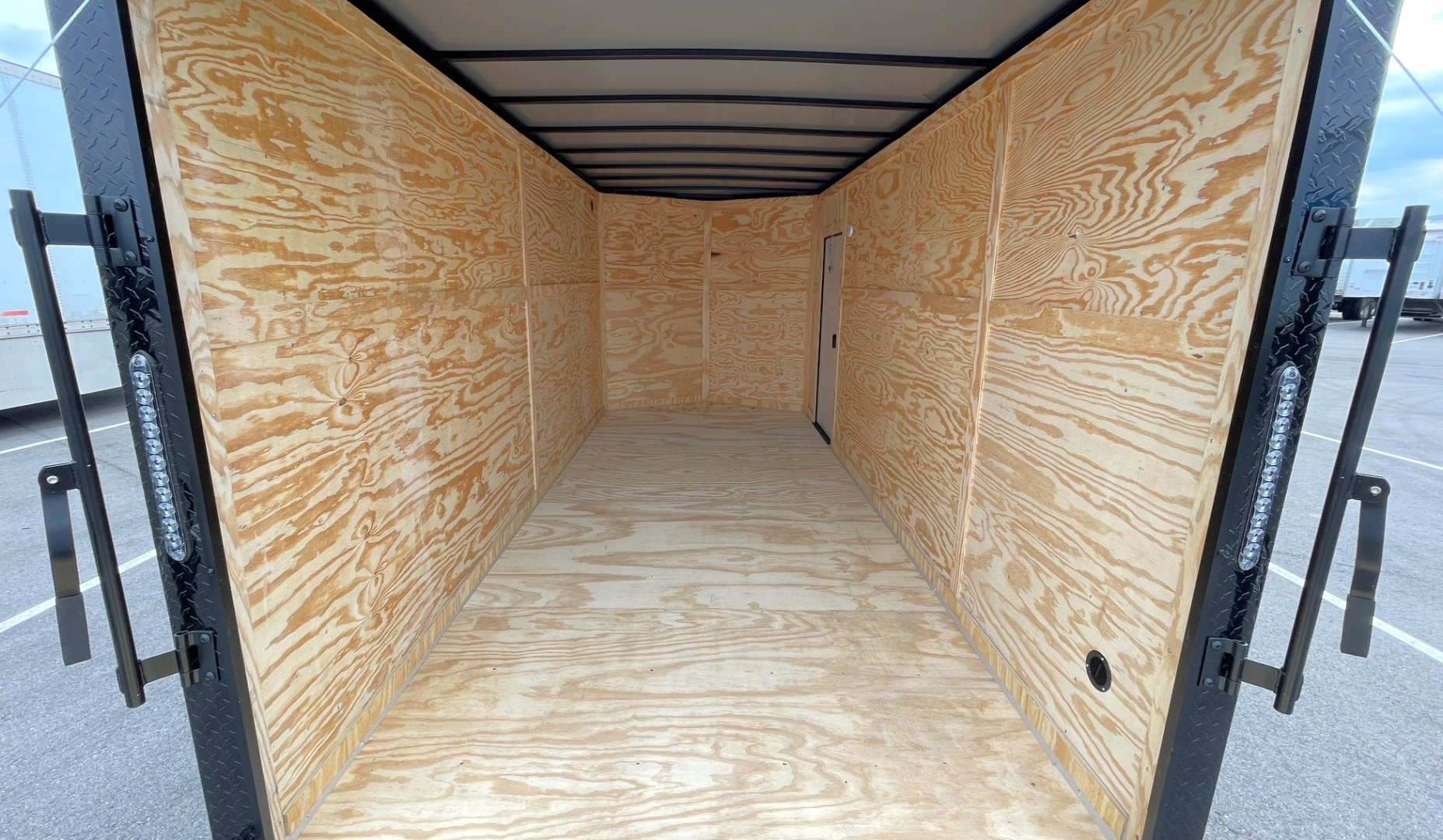 New 7x16 Charcoal Blackout Tandem Axle Enclosed Cargo Trailer,, 7' Interior Height, .080 Polycore