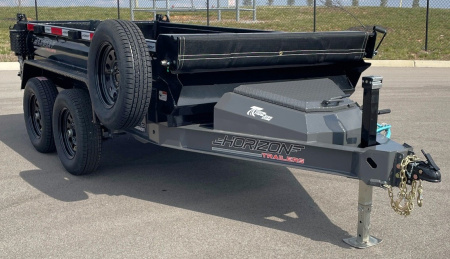 New Horizon 10' x 60" HZ5 Telescopic Dump Trailer: Black / Ash Gray, 7600 GVWR, Spare