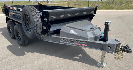 New Horizon 10' x 60" HZ5 Telescopic Dump Trailer: Black / Ash Gray, 7600 GVWR, Spare