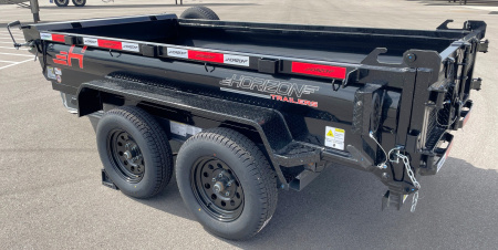 New Horizon 10' x 60" HZ5 Telescopic Dump Trailer: Black / Ash Gray, 7600 GVWR, Spare