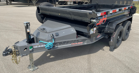 New Horizon 10' x 60" HZ5 Telescopic Dump Trailer: Black / Ash Gray, 7600 GVWR, Spare