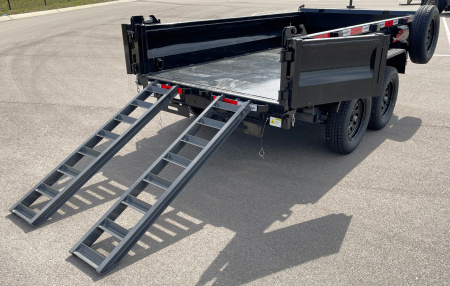 New Horizon 10' x 60" HZ5 Telescopic Dump Trailer: Black / Ash Gray, 7600 GVWR, Spare