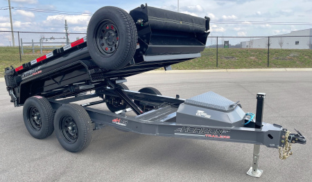 New Horizon 10' x 60" HZ5 Telescopic Dump Trailer: Black / Ash Gray, 7600 GVWR, Spare