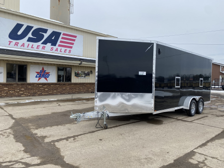 New 2026 Lightning Trailers 7x23 Aluminum 3-Place W/7ft Height Radar PKG Snowmobile Trailer