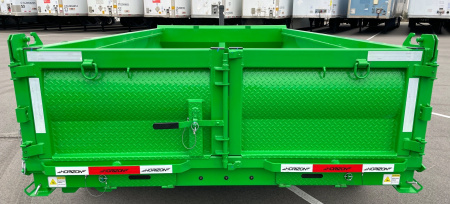 New Horizon 14' HZ7 Lime Green Telescopic Dump Trailer: 15.2K GVWR, Spare, Ramps