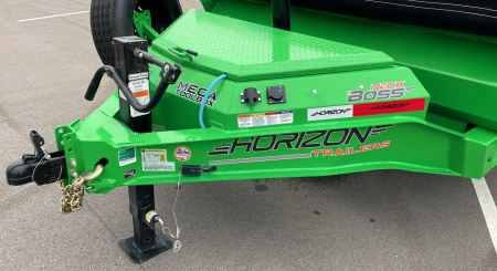 New Horizon 14' HZ7 Lime Green Telescopic Dump Trailer: 15.2K GVWR, Spare, Ramps