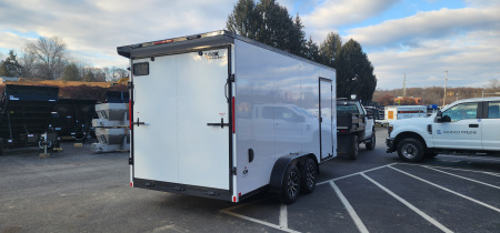 New 7 x 16 Look ST DLX Cargo Trailer, 7k GVWR ***White w/ Blackout Trim, Alum Wheels, Rear Flare w/ Lights