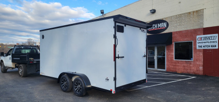 New 7 x 16 Look ST DLX Cargo Trailer, 7k GVWR ***White w/ Blackout Trim, Alum Wheels, Rear Flare w/ Lights