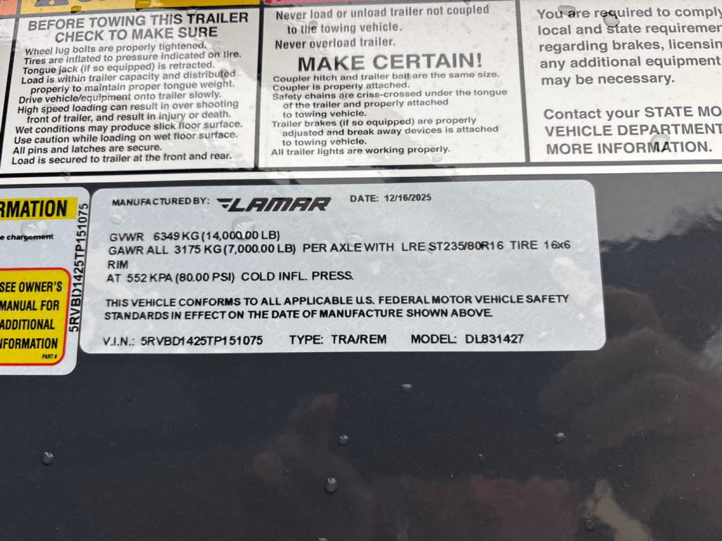 New 2026 Lamar Trailers DL831427-48 Dump Trailer