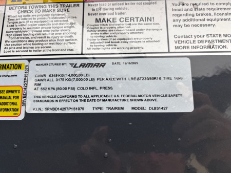 New 2026 Lamar Trailers DL831427-48 Dump Trailer