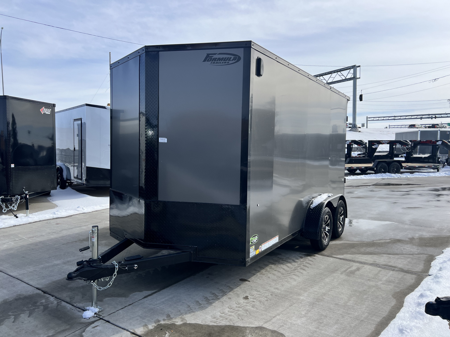 New NEW 2026 Formula 7x14 +V Traverse, 7’ TALL 80.5” Rear door open height BLACKOUT EDITION Rear Ramp Enclosed Cargo Trailer