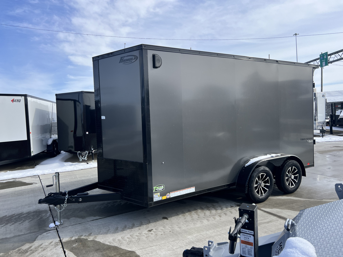 New NEW 2026 Formula 7x14 +V Traverse, 7’ TALL 80.5” Rear door open height BLACKOUT EDITION Rear Ramp Enclosed Cargo Trailer