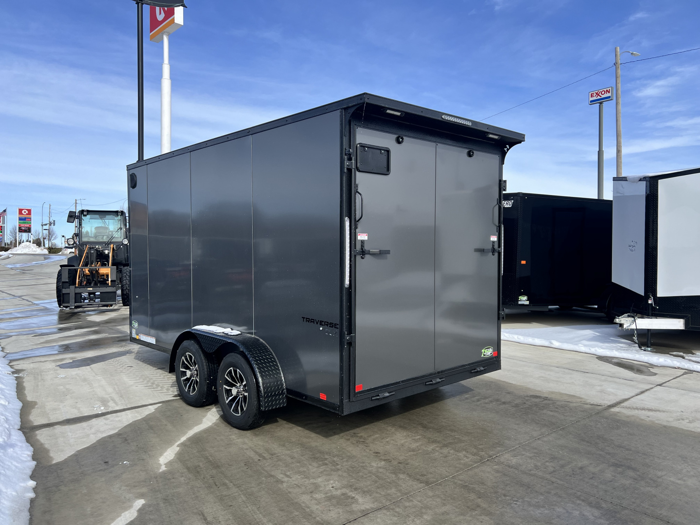 New NEW 2026 Formula 7x14 +V Traverse, 7’ TALL 80.5” Rear door open height BLACKOUT EDITION Rear Ramp Enclosed Cargo Trailer