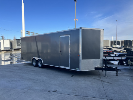 Used USED 2020 AERO 8.5x24 + 2’V, 7’ TALL, WHITE Interior, QUALITY Enclosed Rear Ramp Car Hauler Cargo Trailer