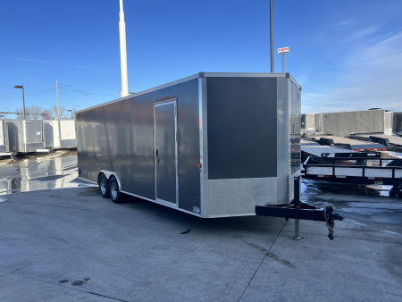 Used USED 2020 AERO 8.5x24 + 2’V, 7’ TALL, WHITE Interior, QUALITY Enclosed Rear Ramp Car Hauler Cargo Trailer