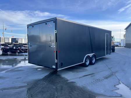Used USED 2020 AERO 8.5x24 + 2’V, 7’ TALL, WHITE Interior, QUALITY Enclosed Rear Ramp Car Hauler Cargo Trailer