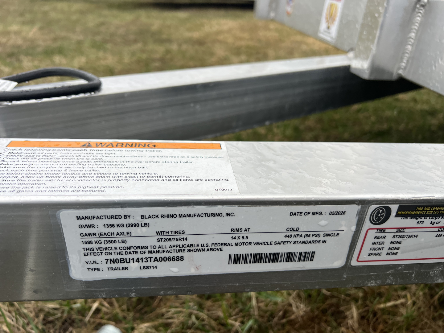 New 2026 Black Rhino LS 7x14 3K Utility Trailer