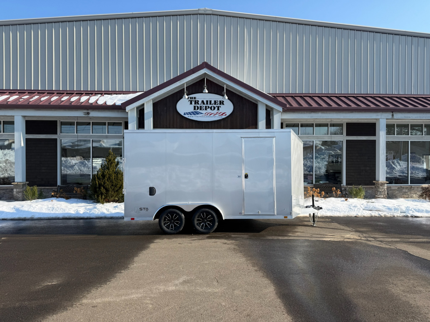 New ATC 7'6"' x 14' + 2' V-Nose Enclosed Cargo Trailer with Ramp Door 7.7K