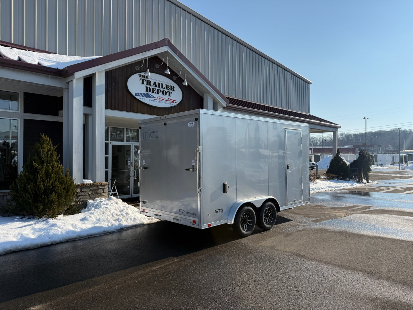 New ATC 7'6"' x 14' + 2' V-Nose Enclosed Cargo Trailer with Ramp Door 7.7K