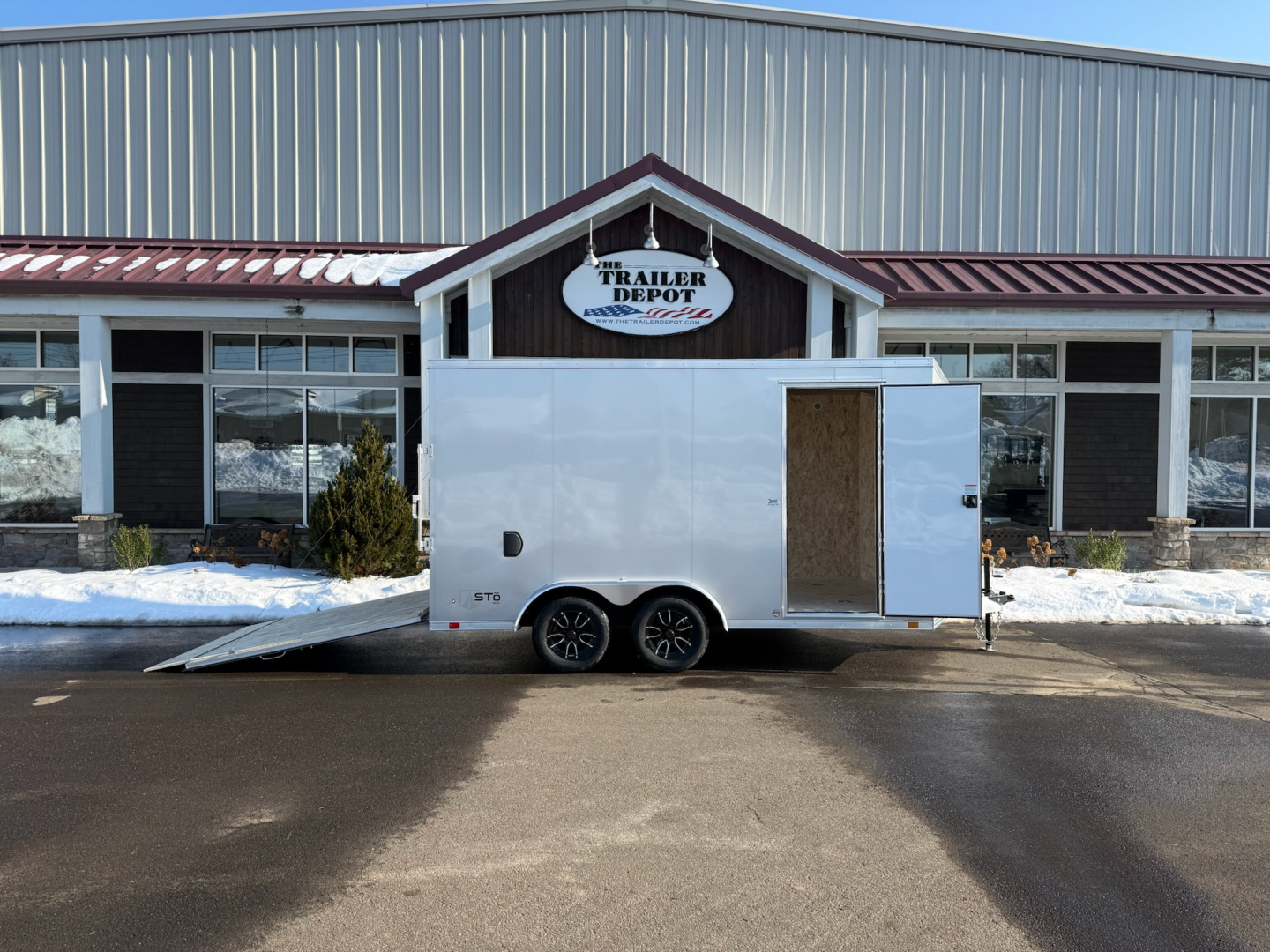 New ATC 7'6"' x 14' + 2' V-Nose Enclosed Cargo Trailer with Ramp Door 7.7K
