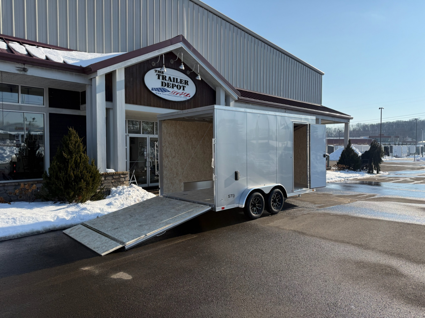 New ATC 7'6"' x 14' + 2' V-Nose Enclosed Cargo Trailer with Ramp Door 7.7K