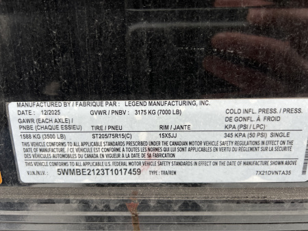 New 2025 Legend Trailers DVN 7X18 7K RAMP DOOR Cargo / Enclosed Trailer