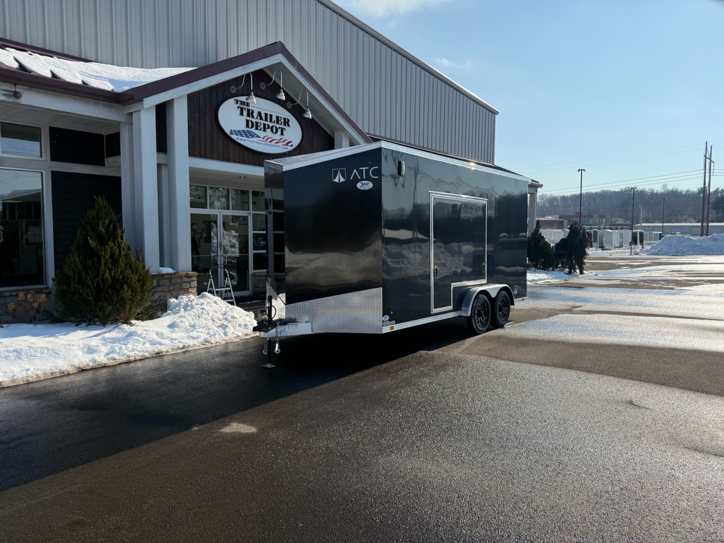 New ATC 7'6"' x 16' + 2' V-Nose Enclosed Cargo Trailer with Ramp Door 7.7K