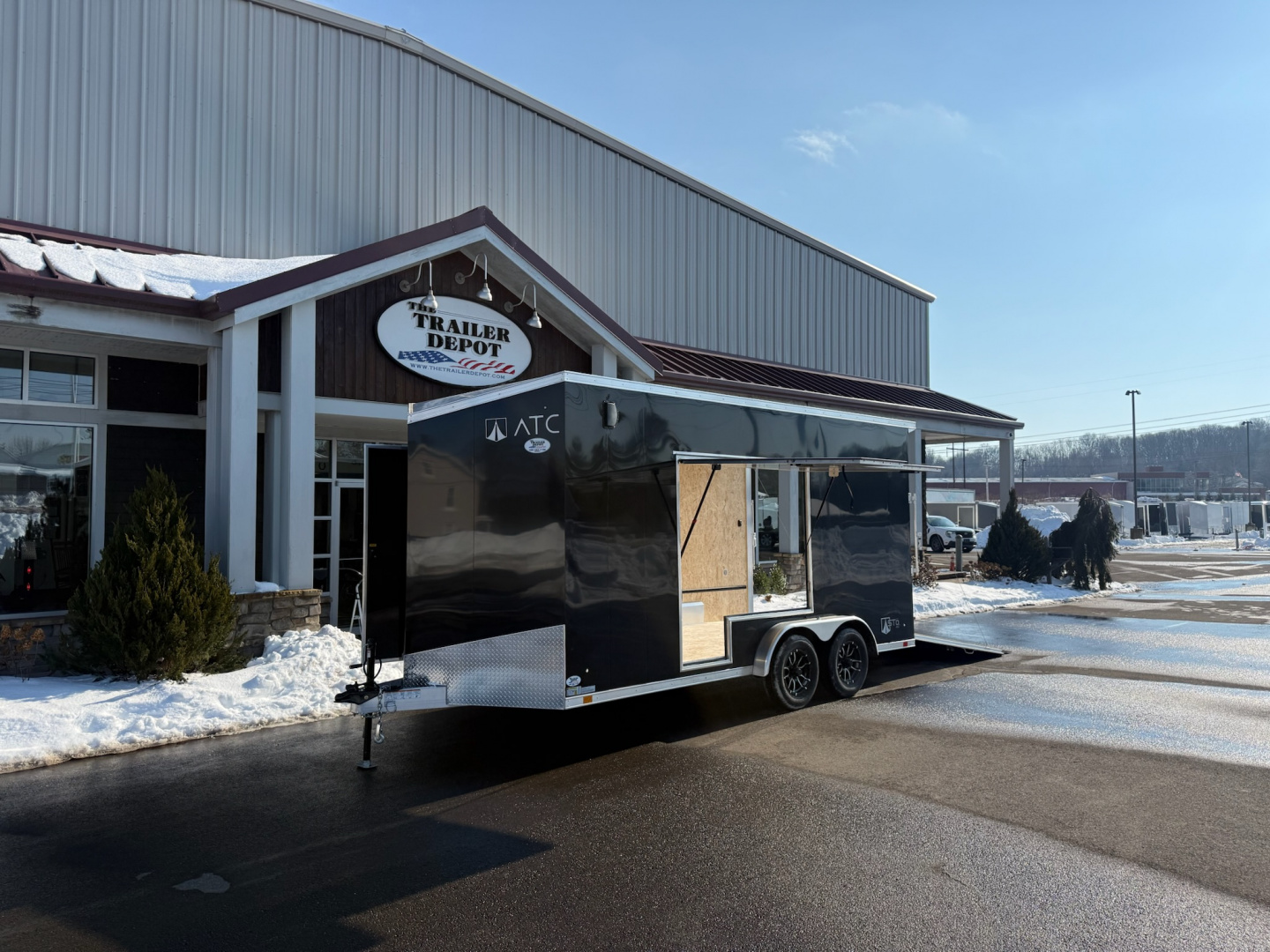 New ATC 7'6"' x 16' + 2' V-Nose Enclosed Cargo Trailer with Ramp Door 7.7K