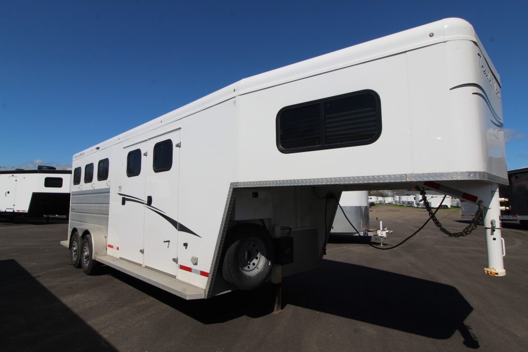 Used 2024 Trails West Sierra 5x5 Comfort pkg. 3 Horse Trailer - Side Tack