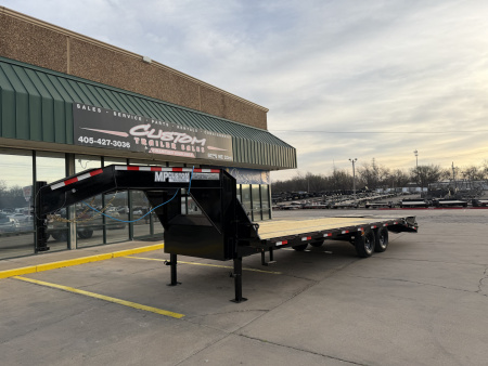 New #144080 2026 MP CUSTOM 25 X 102 TANDEM AXLE 14K FLATBED GOOSENECK W/ MAXX RAMPS & 14 PLY TIRES