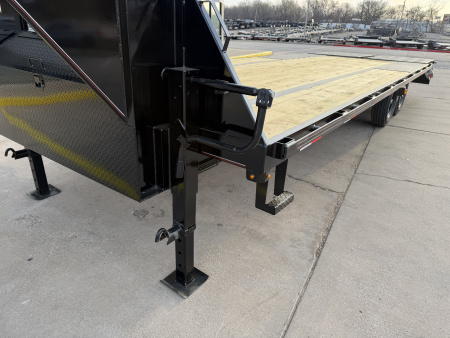 New #144080 2026 MP CUSTOM 25 X 102 TANDEM AXLE 14K FLATBED GOOSENECK W/ MAXX RAMPS & 14 PLY TIRES