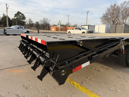 New #144080 2026 MP CUSTOM 25 X 102 TANDEM AXLE 14K FLATBED GOOSENECK W/ MAXX RAMPS & 14 PLY TIRES