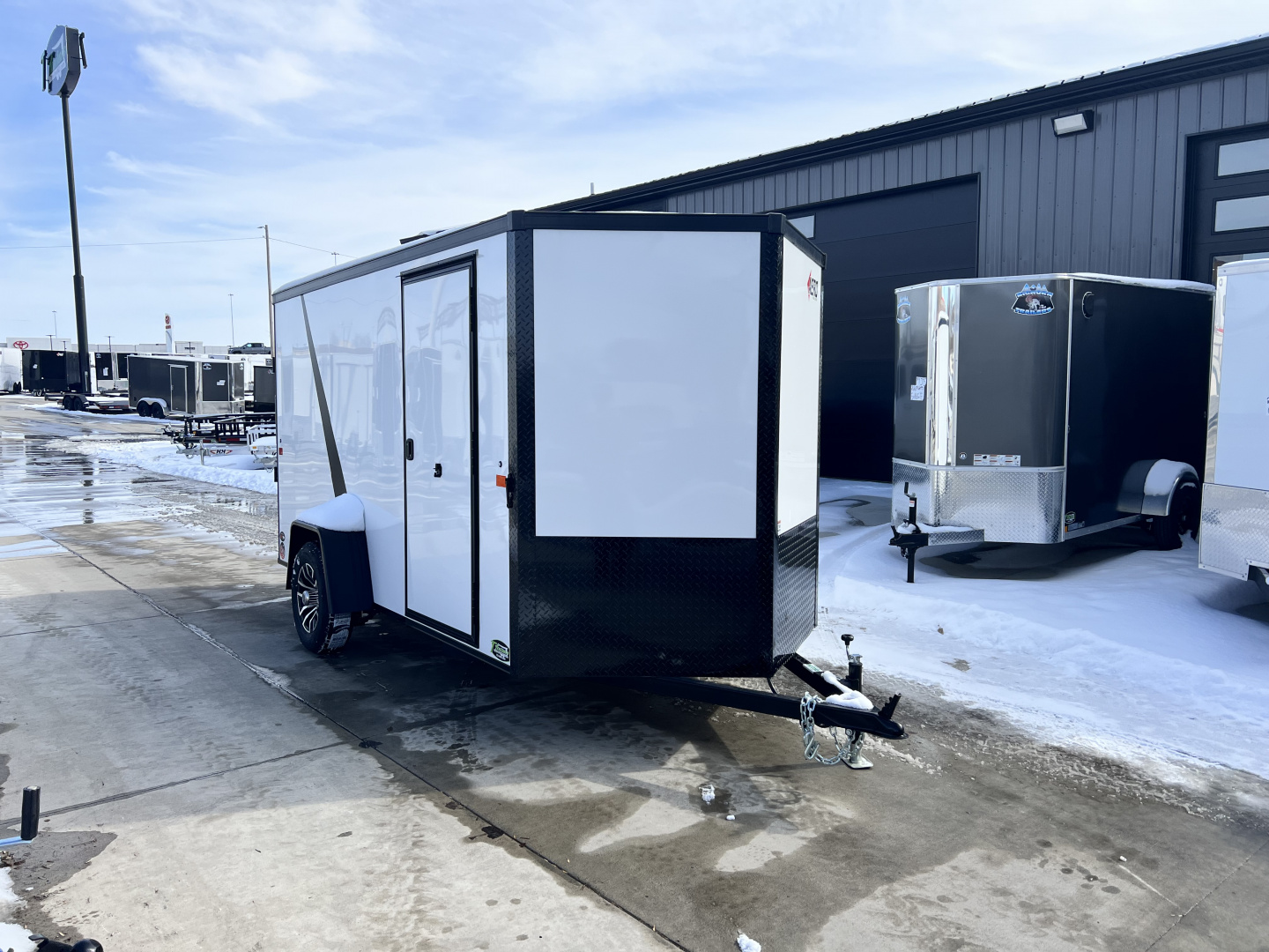 New NEW 2026 AERO 6x12 +2V BLACKOUT Edition, White Interior, QUALITY Enclosed Rear Ramp Cargo Trailer