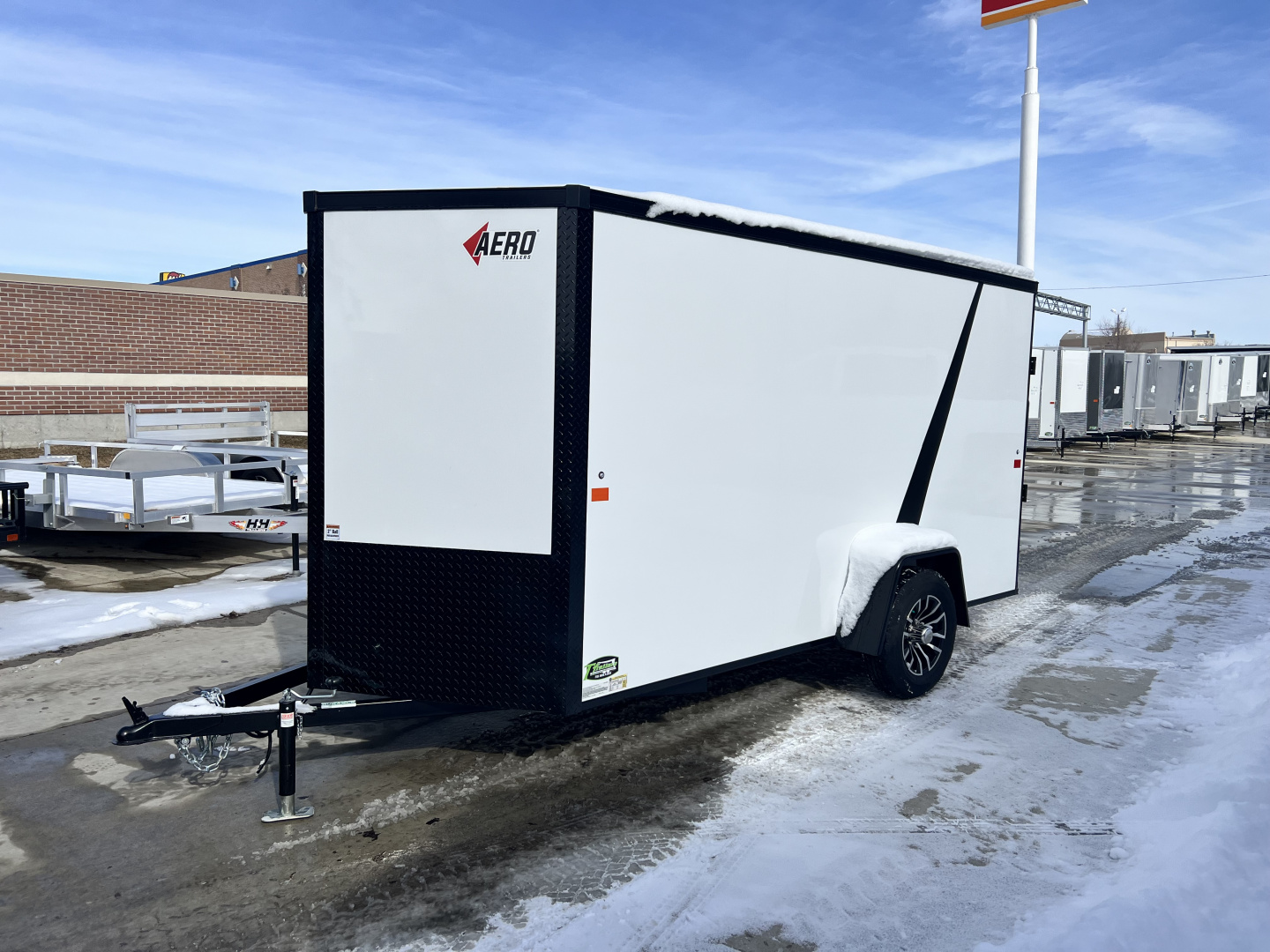 New NEW 2026 AERO 6x12 +2V BLACKOUT Edition, White Interior, QUALITY Enclosed Rear Ramp Cargo Trailer