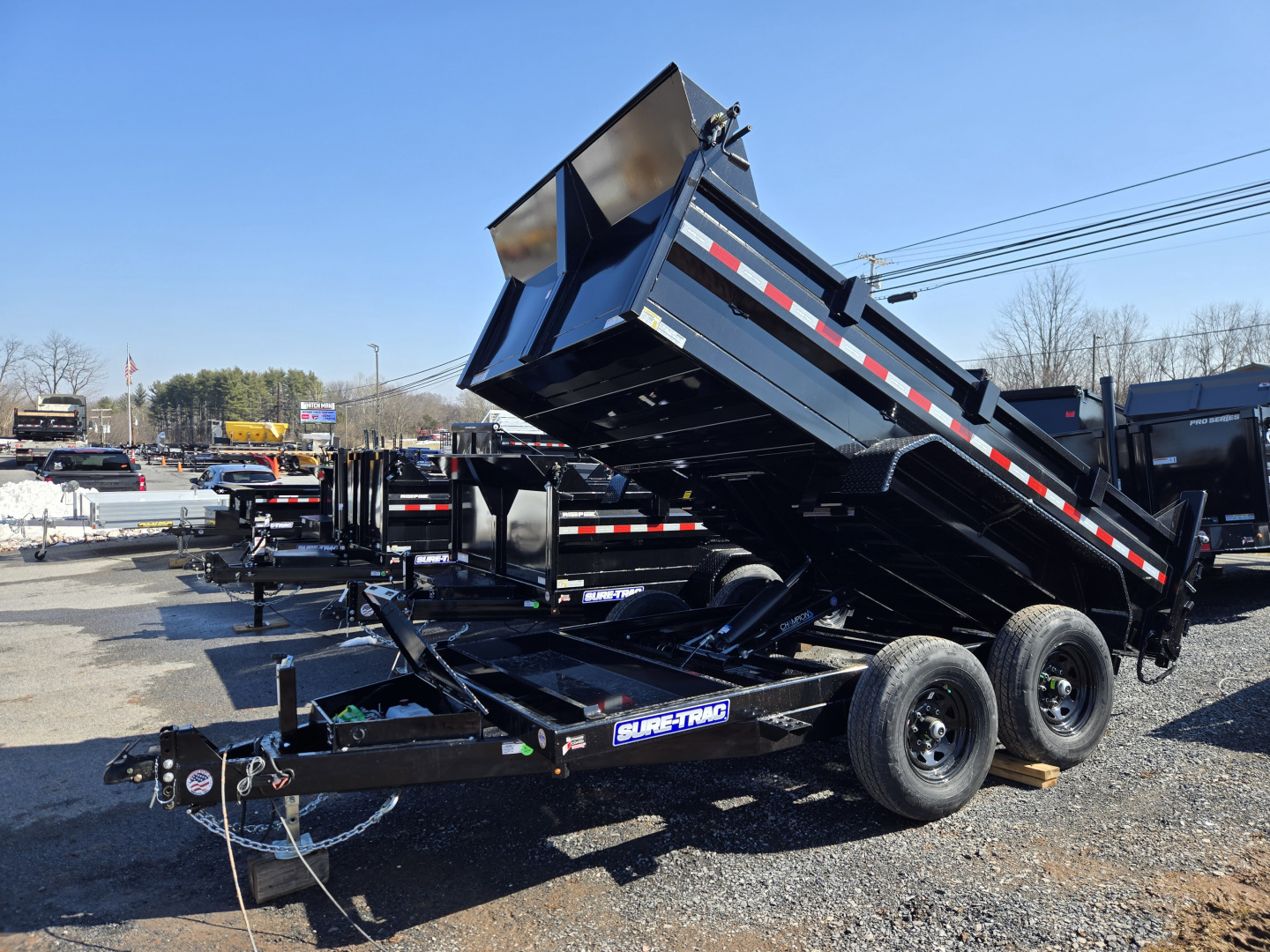 New 7 x 12 Sure-Trac Scissor Hoist HD Dump Trailer, 12k GVWR w/Tarp Kit & 110V Battery Charger