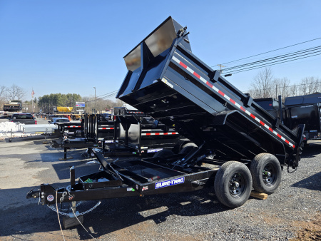 New 7 x 12 Sure-Trac Scissor Hoist HD Dump Trailer, 12k GVWR w/Tarp Kit & 110V Battery Charger