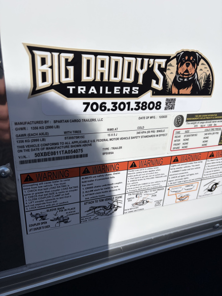 New 2026 Spartan 5X8 Pro-Series Enclosed Trailer, Side Door, Barlock, Polycor, Stabledeck