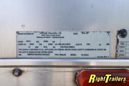 Used 2016 Vintage Trailers 8.5X28 Race Trailer