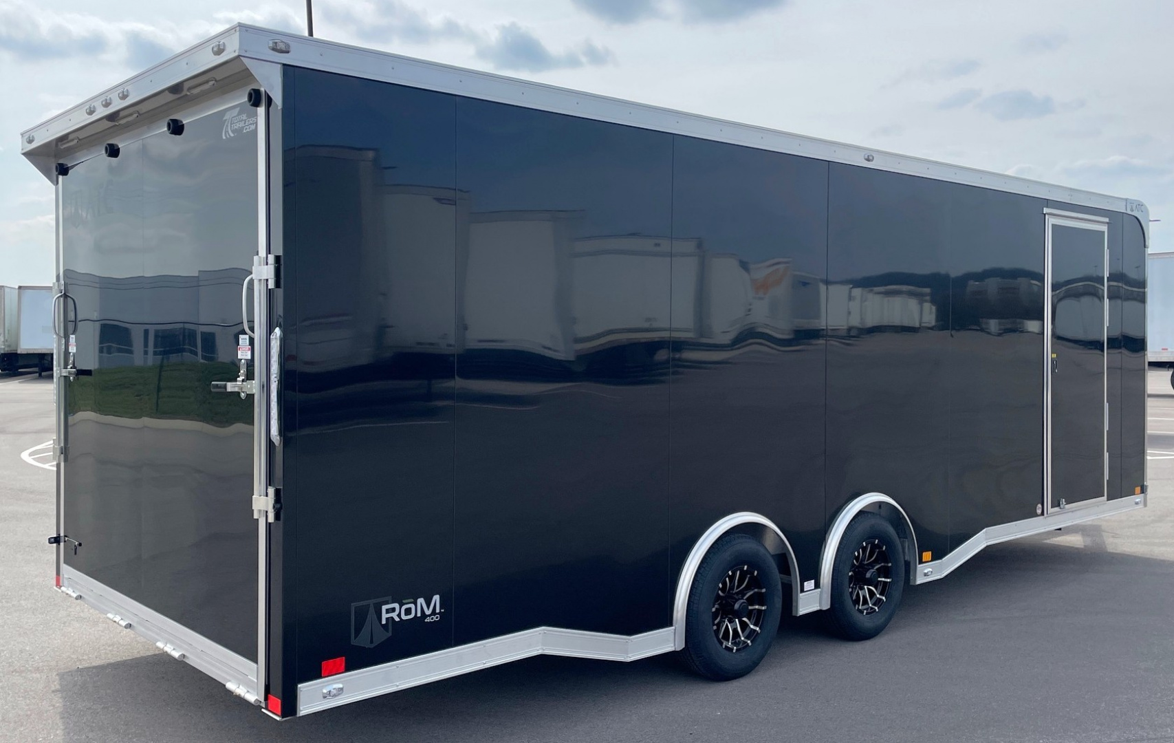 New ATC 24' ROM 400 Blackout Enclosed Aluminum Car Hauler Trailer: Escape Door, Spare, 9990 GVWR