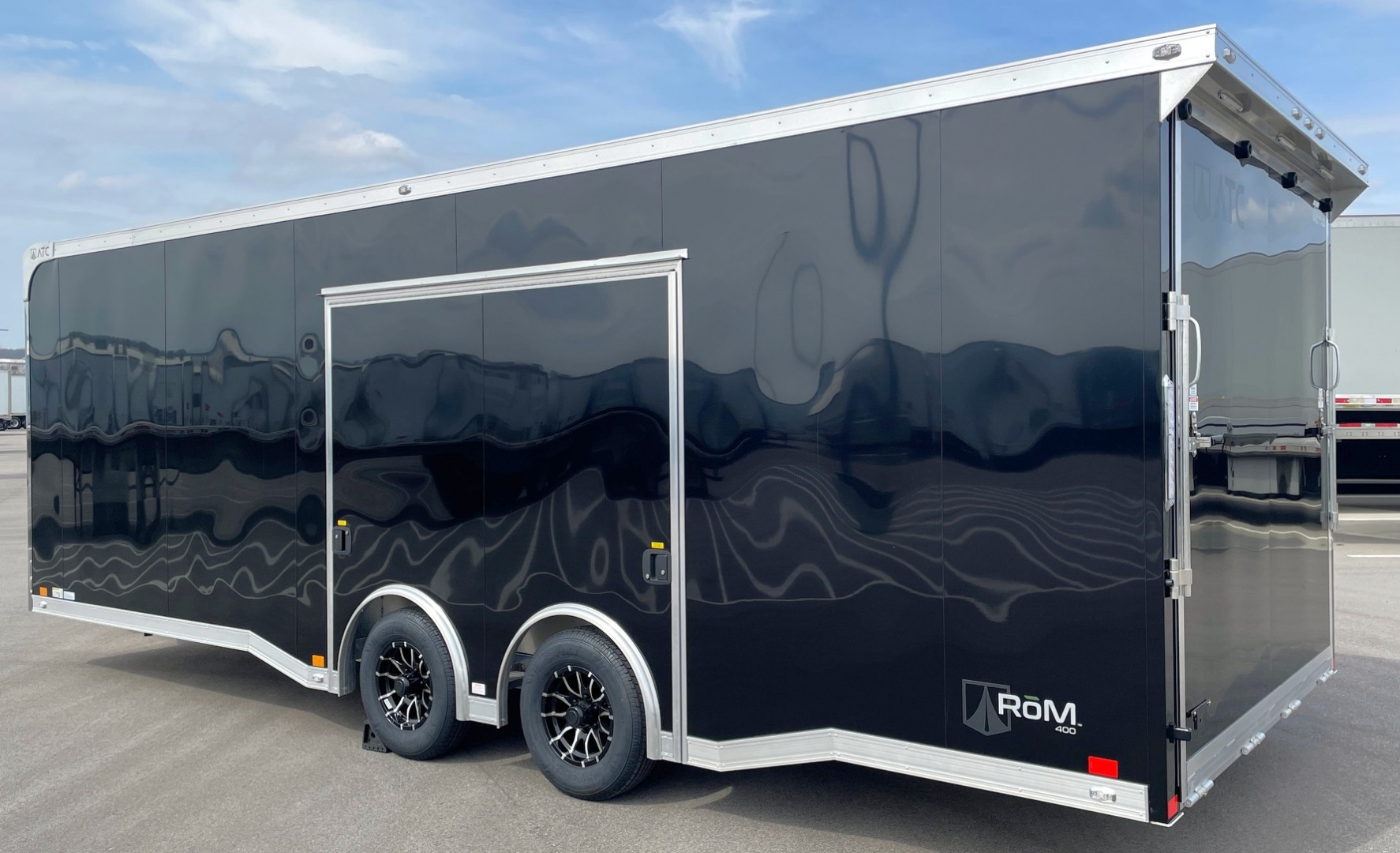 New ATC 24' ROM 400 Blackout Enclosed Aluminum Car Hauler Trailer: Escape Door, Spare, 9990 GVWR