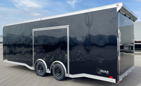 New ATC 24' ROM 400 Blackout Enclosed Aluminum Car Hauler Trailer: Escape Door, Spare, 9990 GVWR