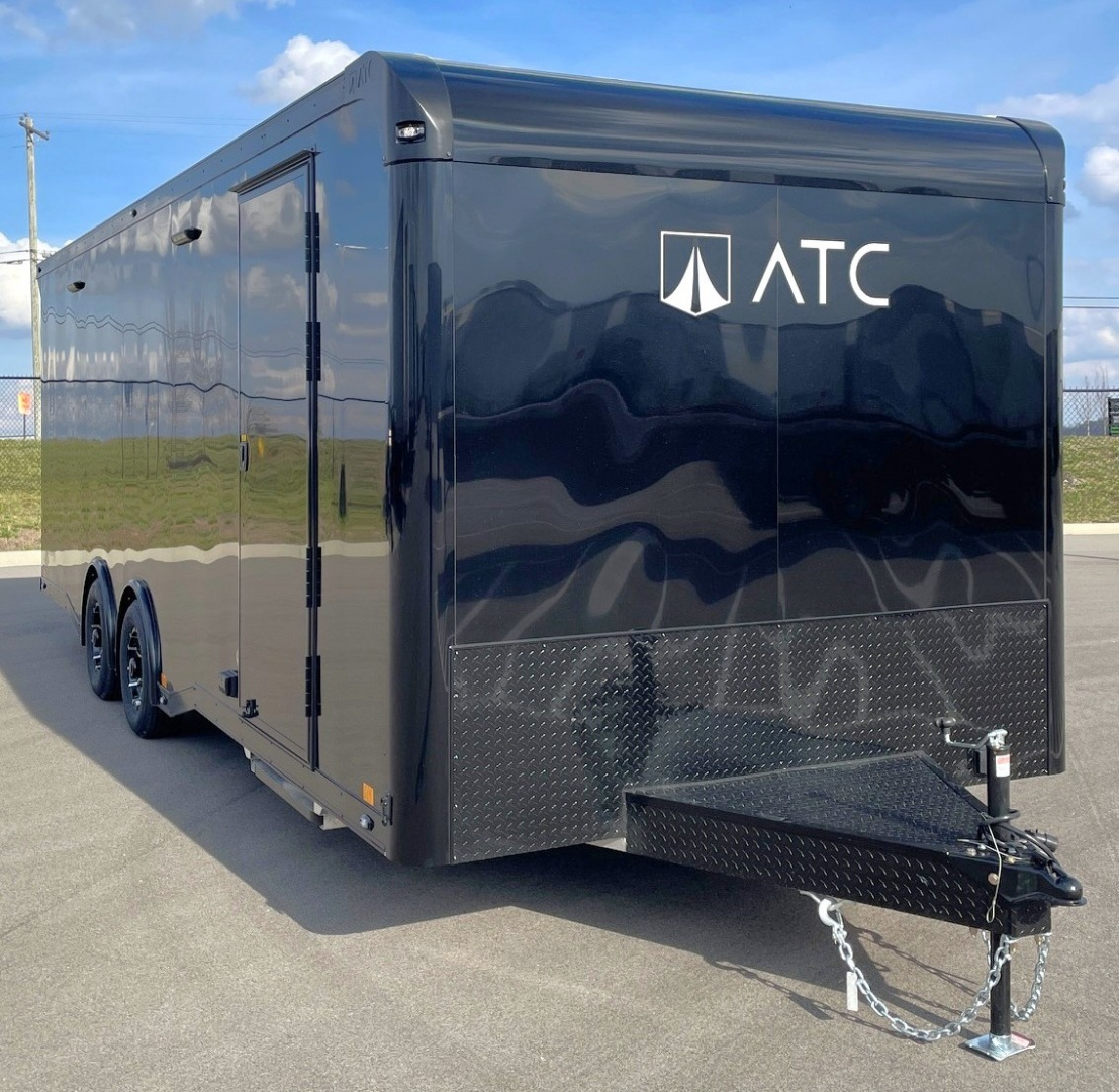 New ATC 24' ROM 400 Blackout Aluminum Car Hauler Trailer: AC, Escape Door, Coin Floor