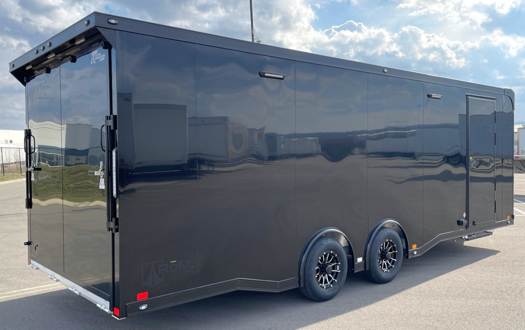 New ATC 24' ROM 400 Blackout Aluminum Car Hauler Trailer: AC, Escape Door, Coin Floor