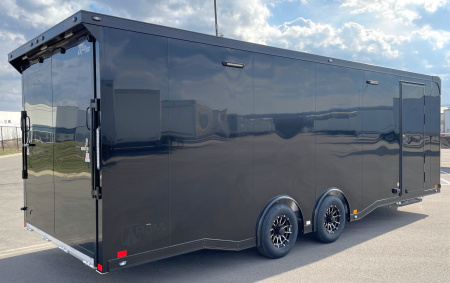 New ATC 24' ROM 400 Blackout Aluminum Car Hauler Trailer: AC, Escape Door, Coin Floor